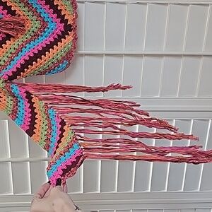 VINTAGE SPELL & THE GYPSY COLLECTIVE Joni Crochet Long Sleeve Fringe Top💜☀️💙